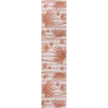 Veronica Classic Beach Stripe And Palm Leaf Indoor/Outdoor Area Rug